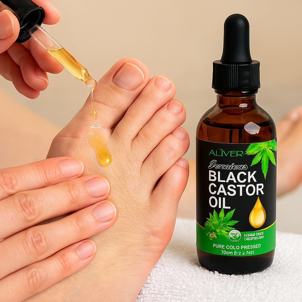 applying castor oil in bunion relaxation remove pain