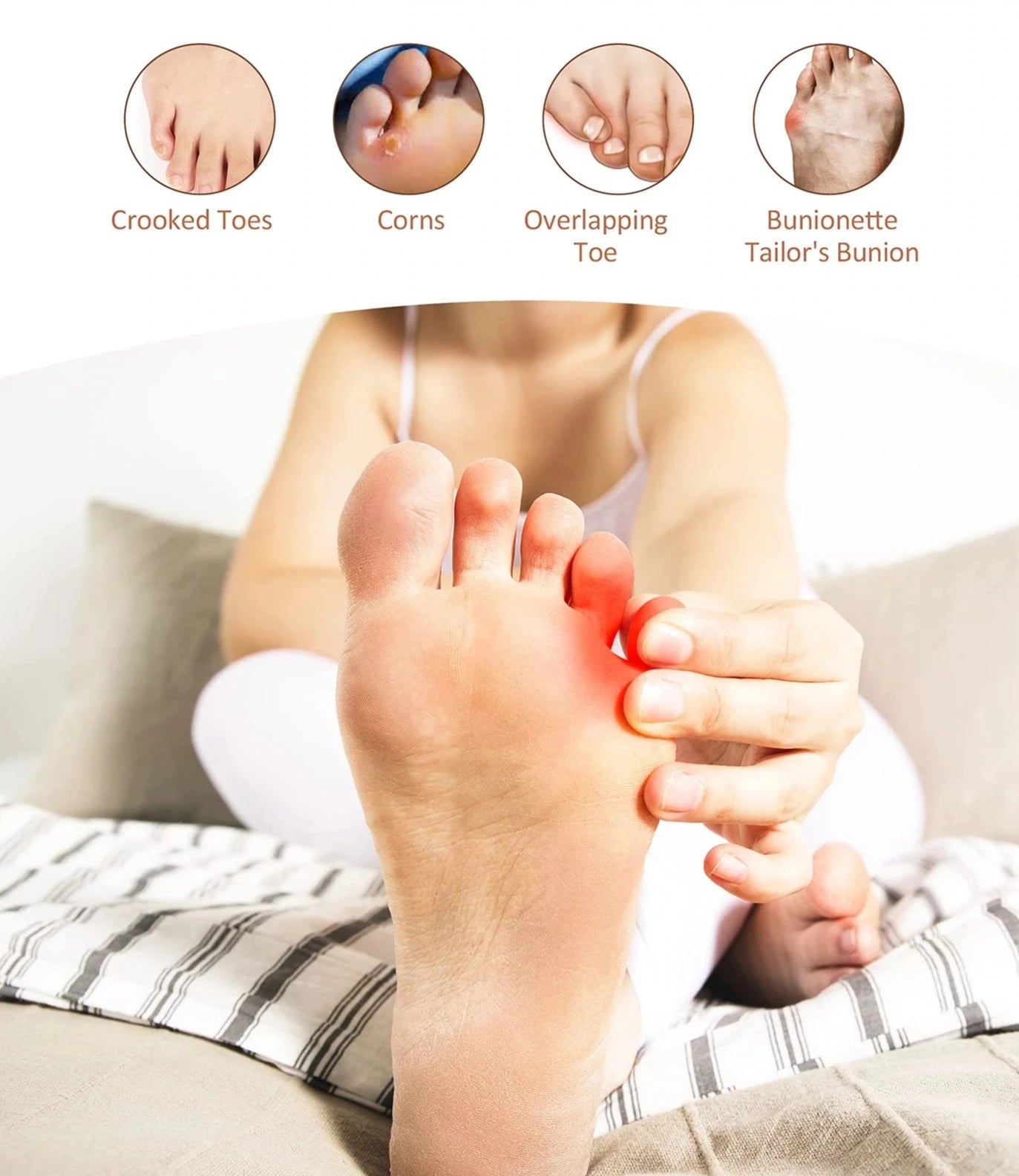 Pinky Toe Bunion Sleeves, Polyurethane Fiber Skin Friendly Comfortable  Standing Tailors Bunion Corrector Prevent Deviation For Daily Use S 35-39
